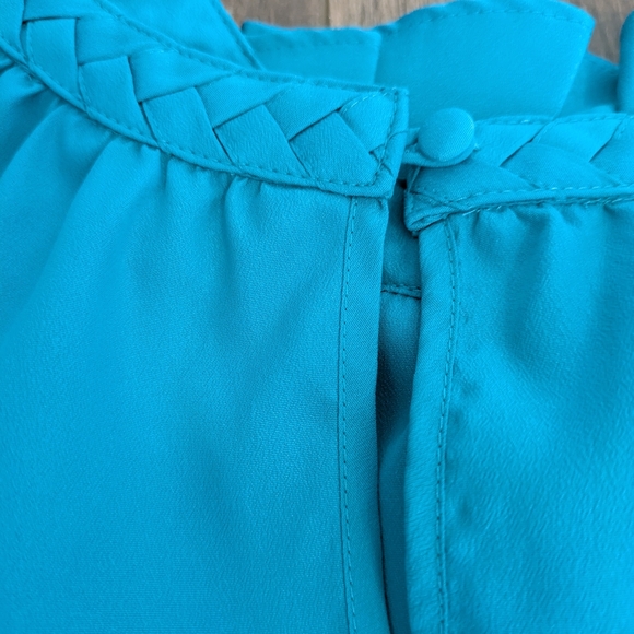buy1 Get 1 Free Tops! Banana Republic Turquoise Ruffle Blouse - Picture 6 of 6